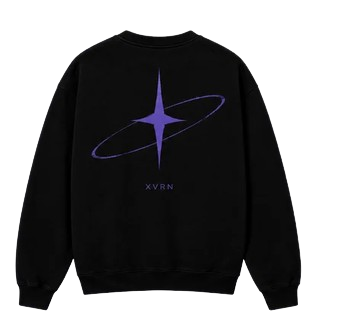 Black XVRN sweatshirt, back with star graphic